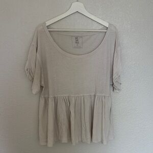 We The Free Urban Outfitters, Women's Beige Oversized Peplum Blouse, Small